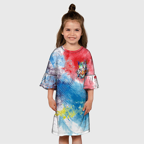 Детское платье Красочный лев на цветном облаке / 3D-принт – фото 3