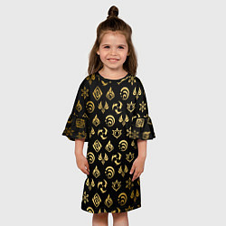 Платье клеш для девочки GOLDEN GENSHIN IMPACT PATTERN ЗОЛОТО ГЕНШИН ИМПАКТ, цвет: 3D-принт — фото 2