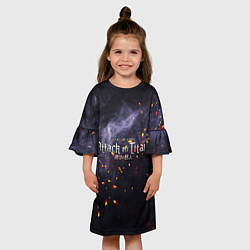 Платье клеш для девочки Attack on Titan Туман войны, цвет: 3D-принт — фото 2