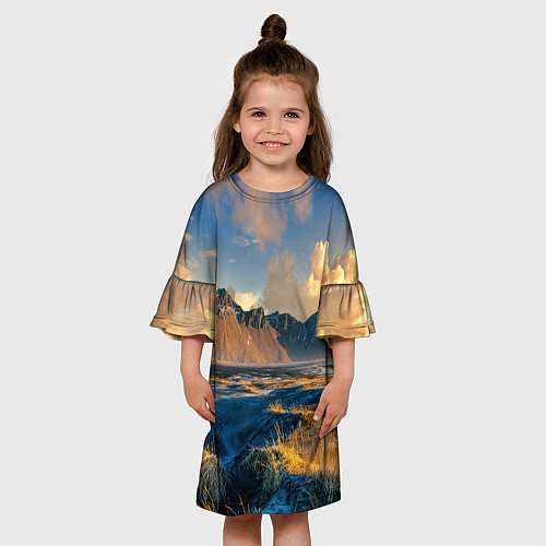 Детское платье Красивый горный пейзаж / 3D-принт – фото 3