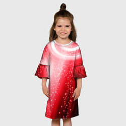 Платье клеш для девочки Красная космическая спираль, цвет: 3D-принт — фото 2
