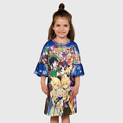 Платье клеш для девочки НОВЫЙ ГОД В ГЕНШИН ИМПАКТ, ВСЕ ГЕРОИ ИГРЫ, цвет: 3D-принт — фото 2