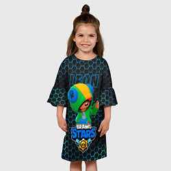Платье клеш для девочки Леон BRAWL STARS соты, цвет: 3D-принт — фото 2