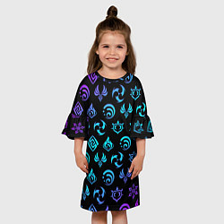 Платье клеш для девочки NEON SYMBOL HERO GENSHIN IMPACT, цвет: 3D-принт — фото 2
