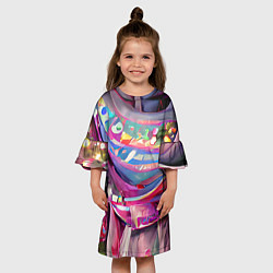 Платье клеш для девочки Новогодний конфетти, цвет: 3D-принт — фото 2
