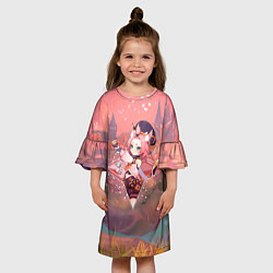 Платье клеш для девочки Диона Diona в примогеме, Геншин импакт Genshin Imp, цвет: 3D-принт — фото 2