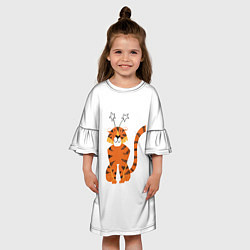Платье клеш для девочки Тигр новогодний, цвет: 3D-принт — фото 2