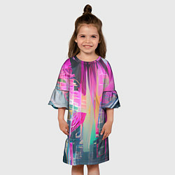 Платье клеш для девочки Кибер романтика, цвет: 3D-принт — фото 2