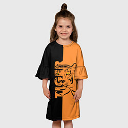 Платье клеш для девочки Тигр - Tiger, цвет: 3D-принт — фото 2