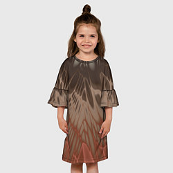 Платье клеш для девочки Коллекция Rays Лучи Коричневый Абстракция 662-27-w, цвет: 3D-принт — фото 2