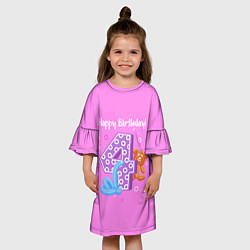 Платье клеш для девочки Четвертый день рождения, цвет: 3D-принт — фото 2