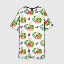Платье клеш для девочки Овощи с огорода, цвет: 3D-принт