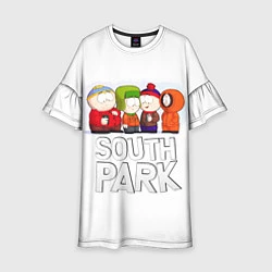 Платье клеш для девочки South Park - Южный парк Кенни, Кайл, Стэн и Эрик, цвет: 3D-принт