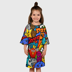 Платье клеш для девочки Cartoon Salad, цвет: 3D-принт — фото 2