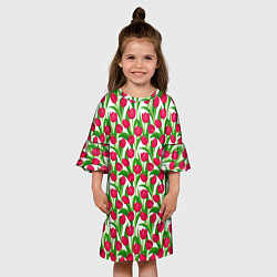 Платье клеш для девочки Весенние Тюльпаны, цвет: 3D-принт — фото 2