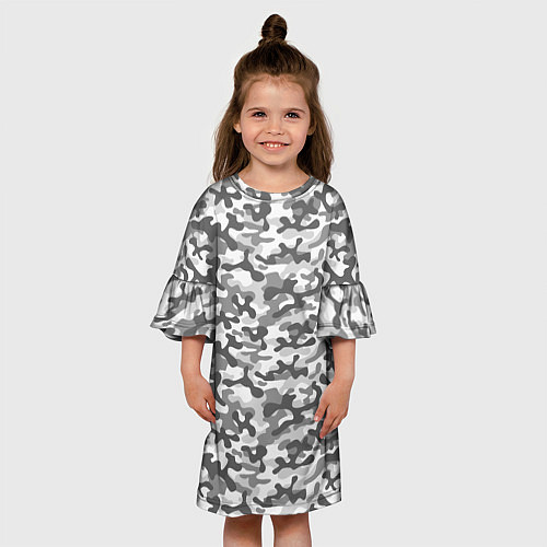 Детское платье Серый Городской Камуфляж / 3D-принт – фото 3