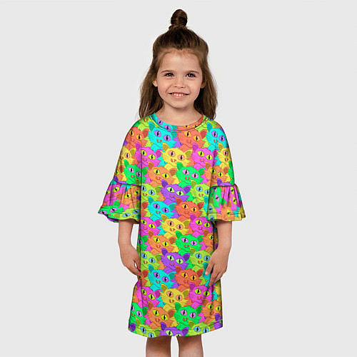 Детское платье Красочные Котики / 3D-принт – фото 3
