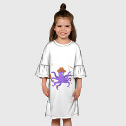 Платье клеш для девочки Осьминог ковбой, цвет: 3D-принт — фото 2