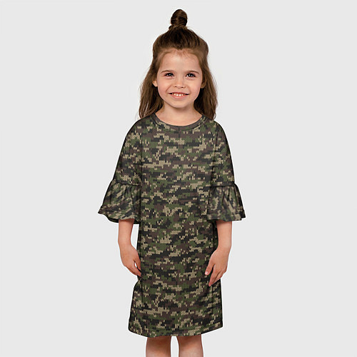 Детское платье Камуфляж Вязаный лесной / 3D-принт – фото 3