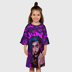 Платье клеш для девочки League Of Legends ARCANE JINX НЕОН, цвет: 3D-принт — фото 2