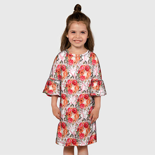 Детское платье Цветы - розы паттерн / 3D-принт – фото 3