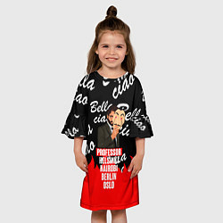 Платье клеш для девочки Бумажный дом бум бум чао, цвет: 3D-принт — фото 2