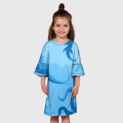 Платье клеш для девочки МоРское Дно с Акулами, цвет: 3D-принт — фото 2