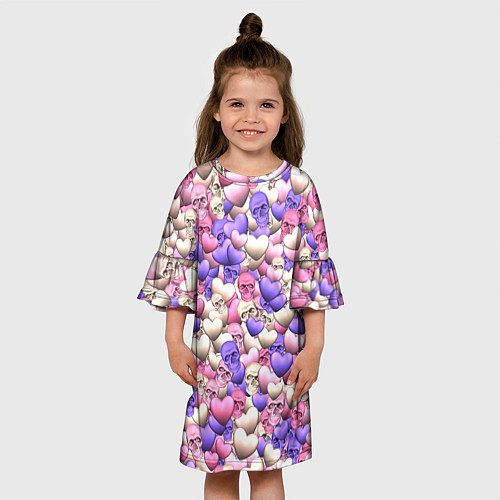 Детское платье Сердечки-черепушки / 3D-принт – фото 3