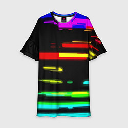 Платье клеш для девочки Color fashion glitch, цвет: 3D-принт