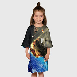 Платье клеш для девочки Комета, перед столкновением с Землёй!, цвет: 3D-принт — фото 2