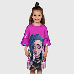 Платье клеш для девочки League Of Legends - Arcane - Джинкс, цвет: 3D-принт — фото 2