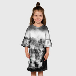 Платье клеш для девочки ТУМАННЫЙ ЛЕС - ТЕМНЫЙ ЛЕС, цвет: 3D-принт — фото 2