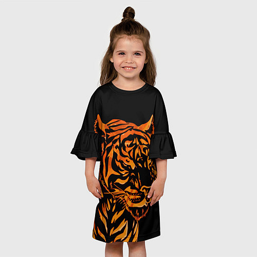 Детское платье Огненный Еигр Fire Еiger Пламя / 3D-принт – фото 3