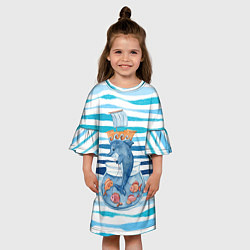 Платье клеш для девочки Дельфин Море, цвет: 3D-принт — фото 2