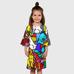 Платье клеш для девочки Ромеро Бритто Настоящие лучшие друзья, цвет: 3D-принт — фото 2