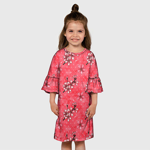 Детское платье Сакура красная / 3D-принт – фото 3