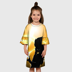Платье клеш для девочки АЛЬБЕДО УЧЕНЫЙ ALBEDO ГЕНШИН ИМПАКТ, цвет: 3D-принт — фото 2