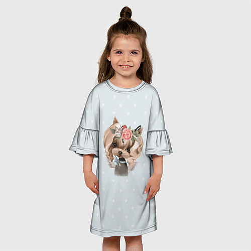 Детское платье Йоркширский терьер пастель / 3D-принт – фото 3