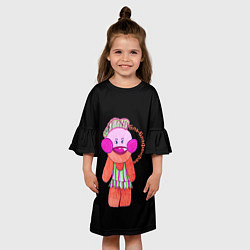 Платье клеш для девочки БлаБлаФанФан на черном, цвет: 3D-принт — фото 2