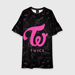Платье клеш для девочки Twice с музыкальным фоном, цвет: 3D-принт