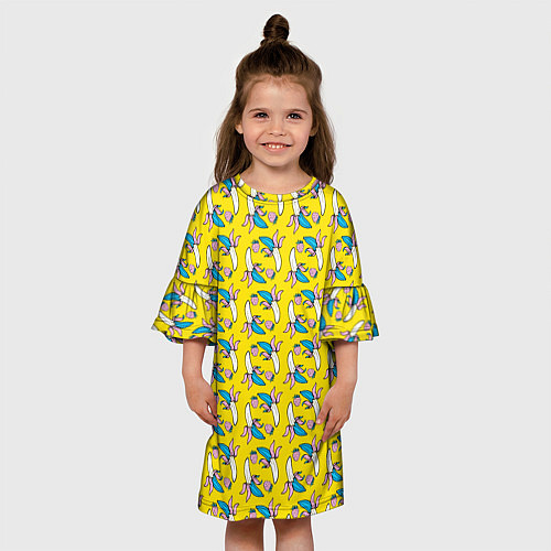 Детское платье Летний узор Забавные бананчики / 3D-принт – фото 3