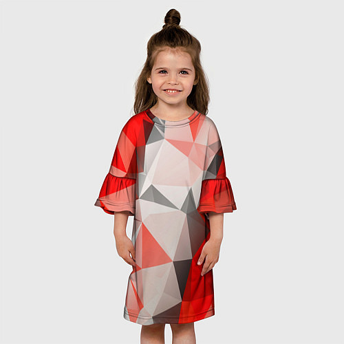Детское платье Красно-серая геометрия / 3D-принт – фото 3