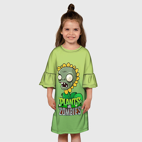 Детское платье Plants vs Zombies зомби-подсолнух / 3D-принт – фото 3