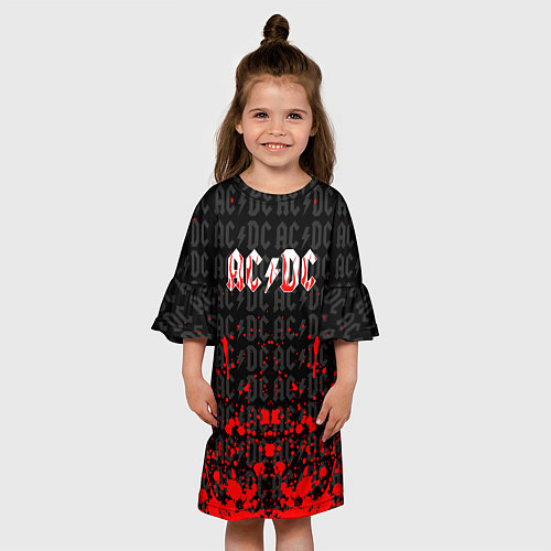 Детское платье Acdc Паттерн / 3D-принт – фото 3