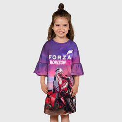 Платье клеш для девочки Forza Horizon 5 - sports car and bike, цвет: 3D-принт — фото 2