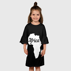 Платье клеш для девочки Африка на чёрном, цвет: 3D-принт — фото 2