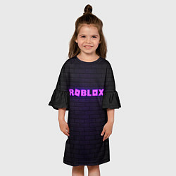 Платье клеш для девочки ROBLOX NEON LOGO ИГРА РОБЛОКС, цвет: 3D-принт — фото 2