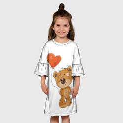 Платье клеш для девочки Мишутка с шариком, цвет: 3D-принт — фото 2