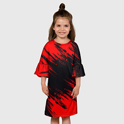 Платье клеш для девочки Красная краска брызги, цвет: 3D-принт — фото 2