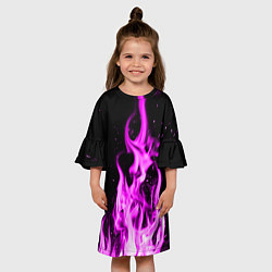 Платье клеш для девочки ОГОНЬ НЕОНОВЫЙ ПЛАМЯ, цвет: 3D-принт — фото 2